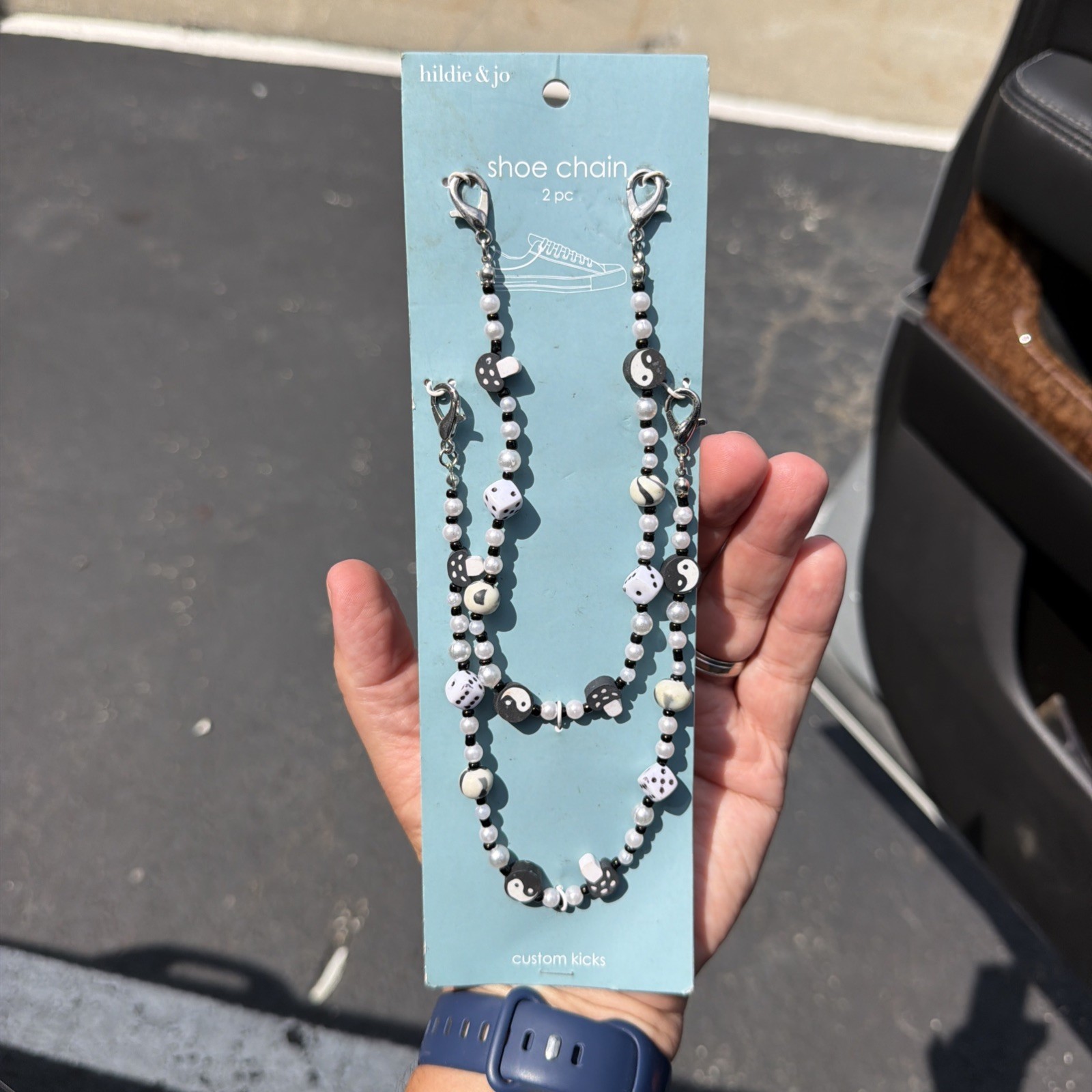 Hildie & Jo Shoe Chain Ankle Bracelet Anklet NWT 2 Piece 11.2″ Yin/Yang & Pearl