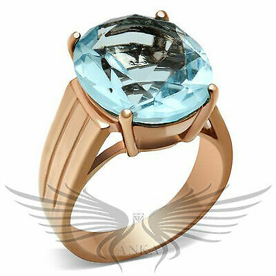 Brilliant 12Ct Oval Synthetic Glass Rose Gold Engagement Ring 5 6 7 8 9 Gl237