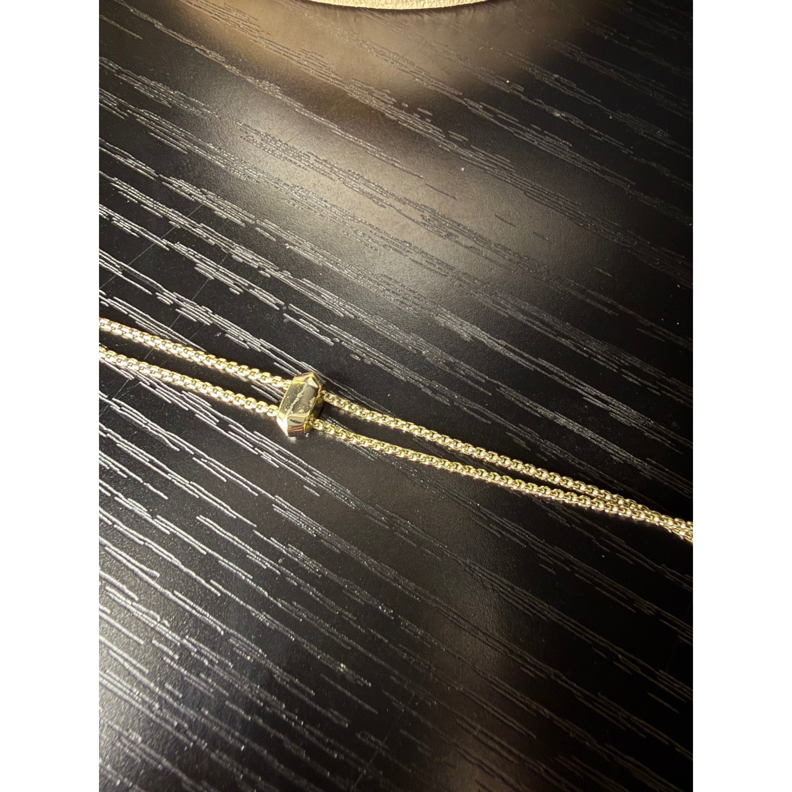 White Mother of Pearl Gold Tone Adjustable Slider Necklace