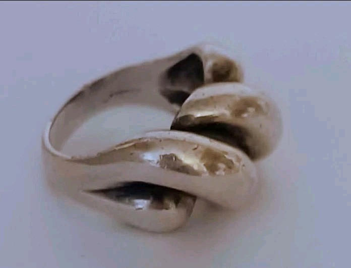 Sterling Silver MCM Modernist Puffy Wave Ring Size 6.75 Retro Heavy 10.7 Grms