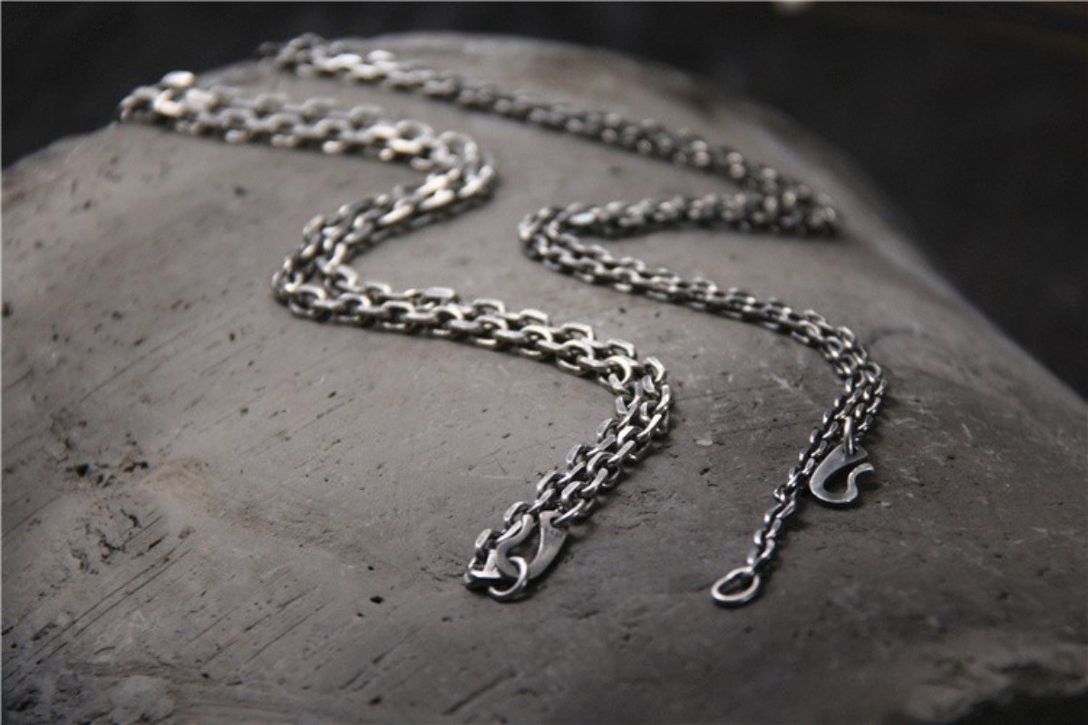 Oxidized Thai Silver Chain, S925 Sterling Vintage Rolo Necklace for Pendants