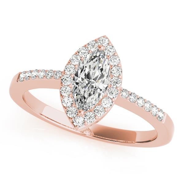 Marquise Halo Solitaire Engagement Ring Gold Lab Grown Diamond VS F 0.75-1.75 Ct