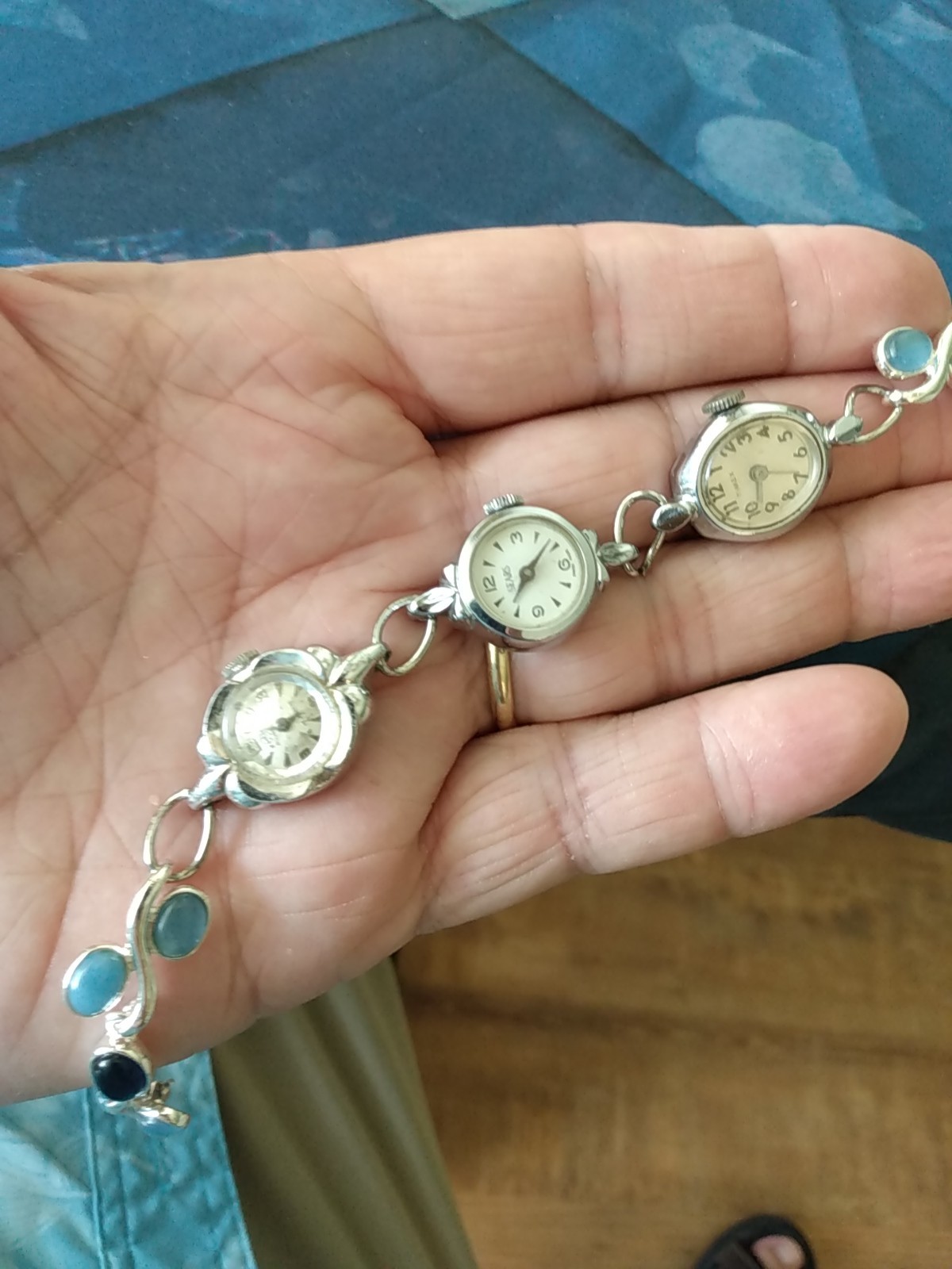 Vintage Bracelet Made With 3 Silver Tone Watches One Of A Kind Steampunk 8 Inch