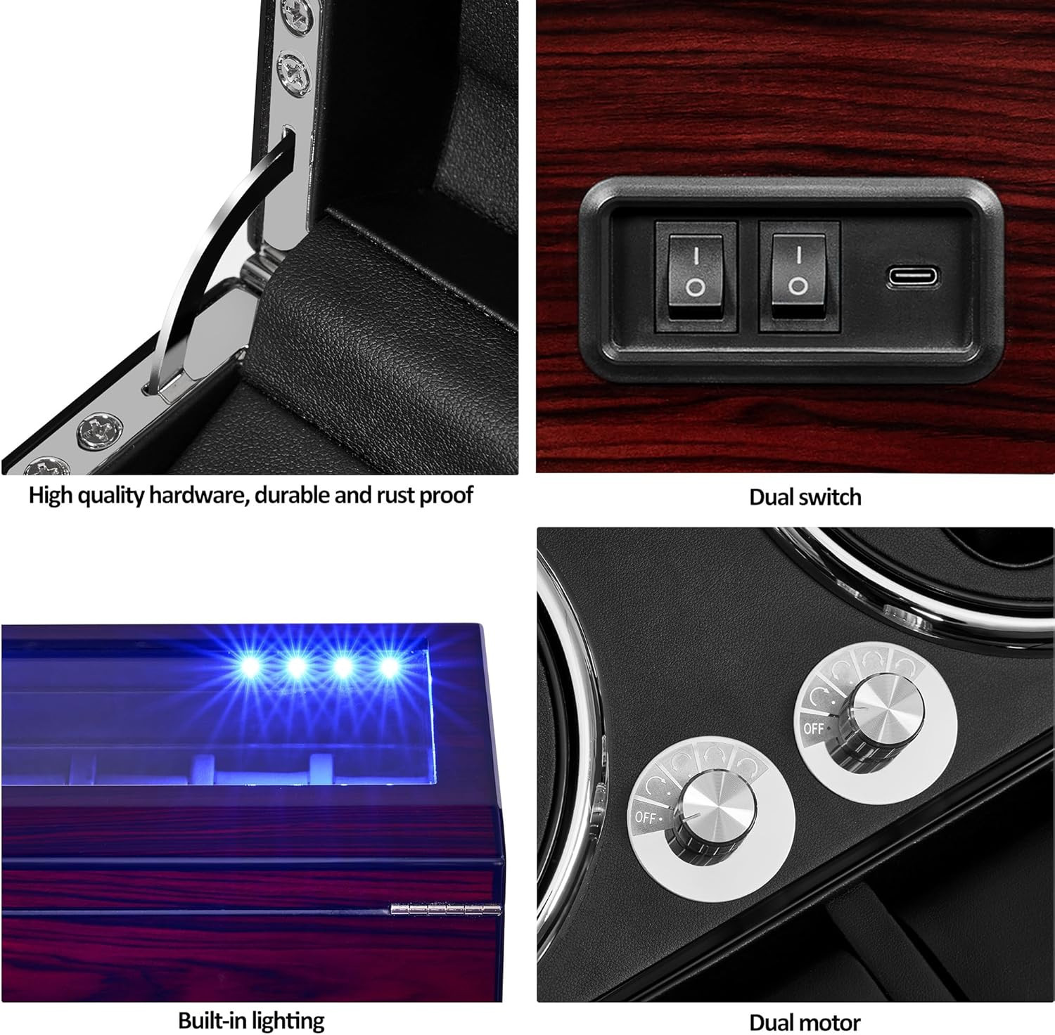 Watch Winder for Automatic Watches, Automatic Watch Winder Box | 4+6 Watch Rotat