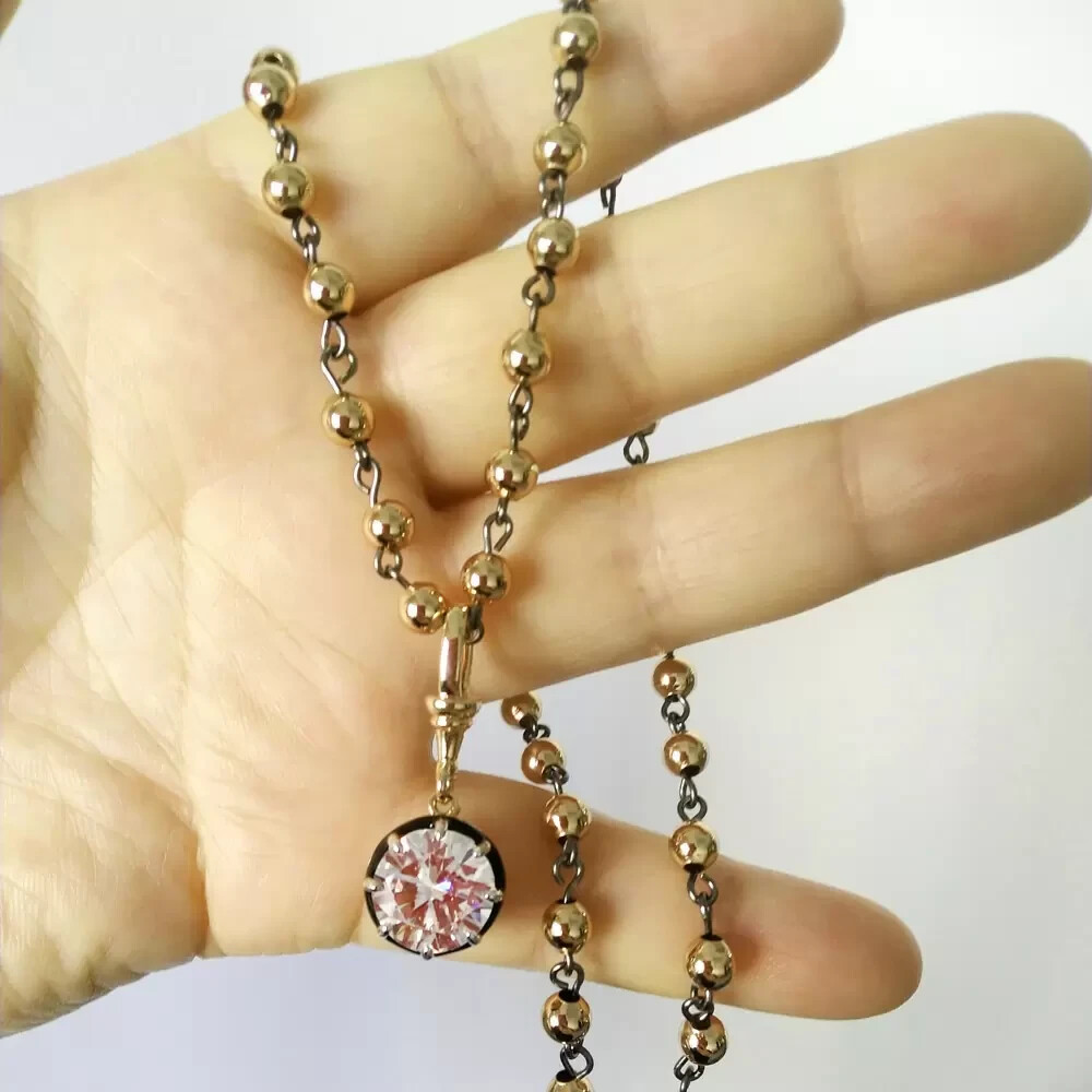 5Ct Lab Created Round Cut White Sapphire Antique Necklace 925 Sterling Silver