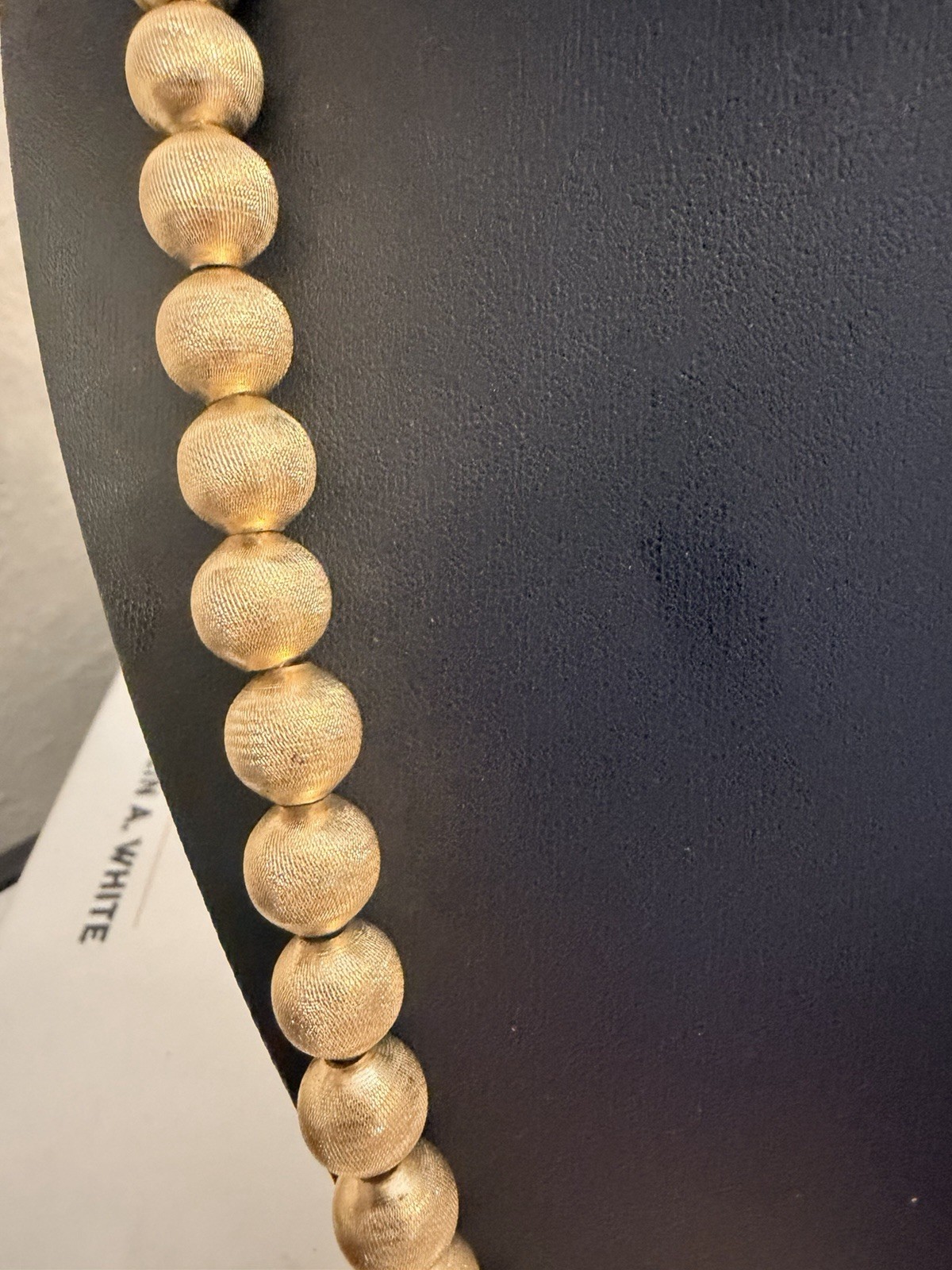 vintage Monet Satin brushed Gold tone ball Necklace 23″long
