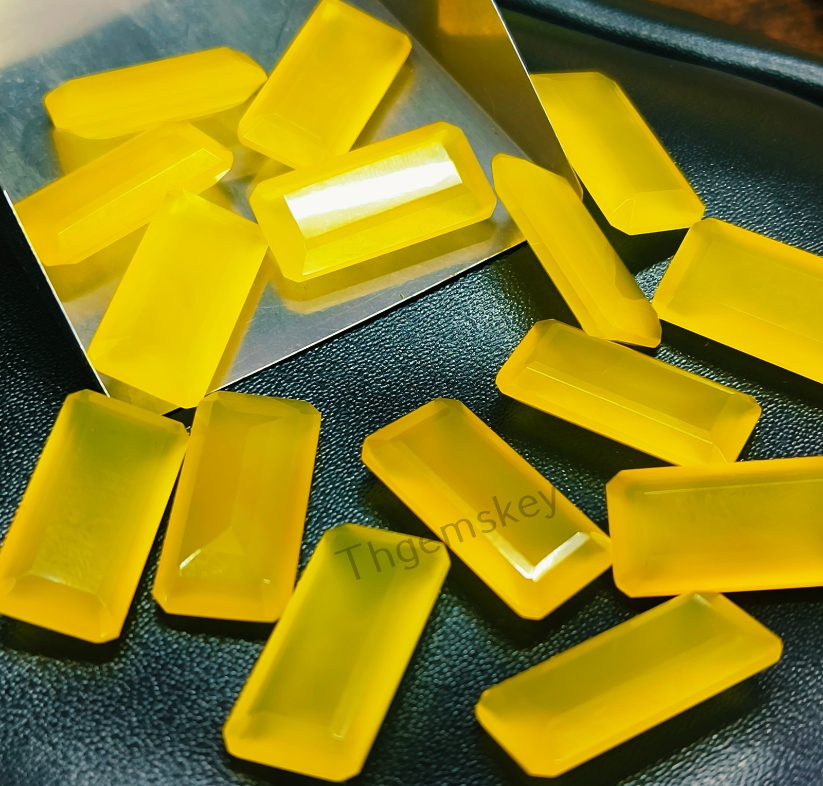 Natural Yellow Chalcedony Faceted Cut Long Octagon Gemstone 6x12mm-15x30mm