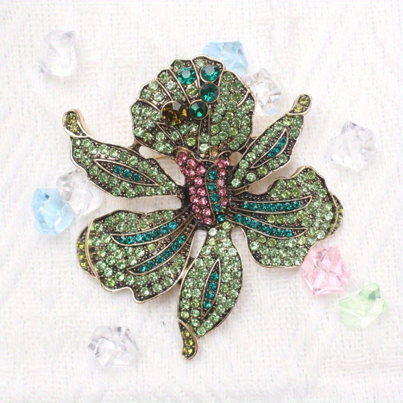 Vintage – style Orchid Brooch: Colorful Gem Jewelry, Ideal Gift