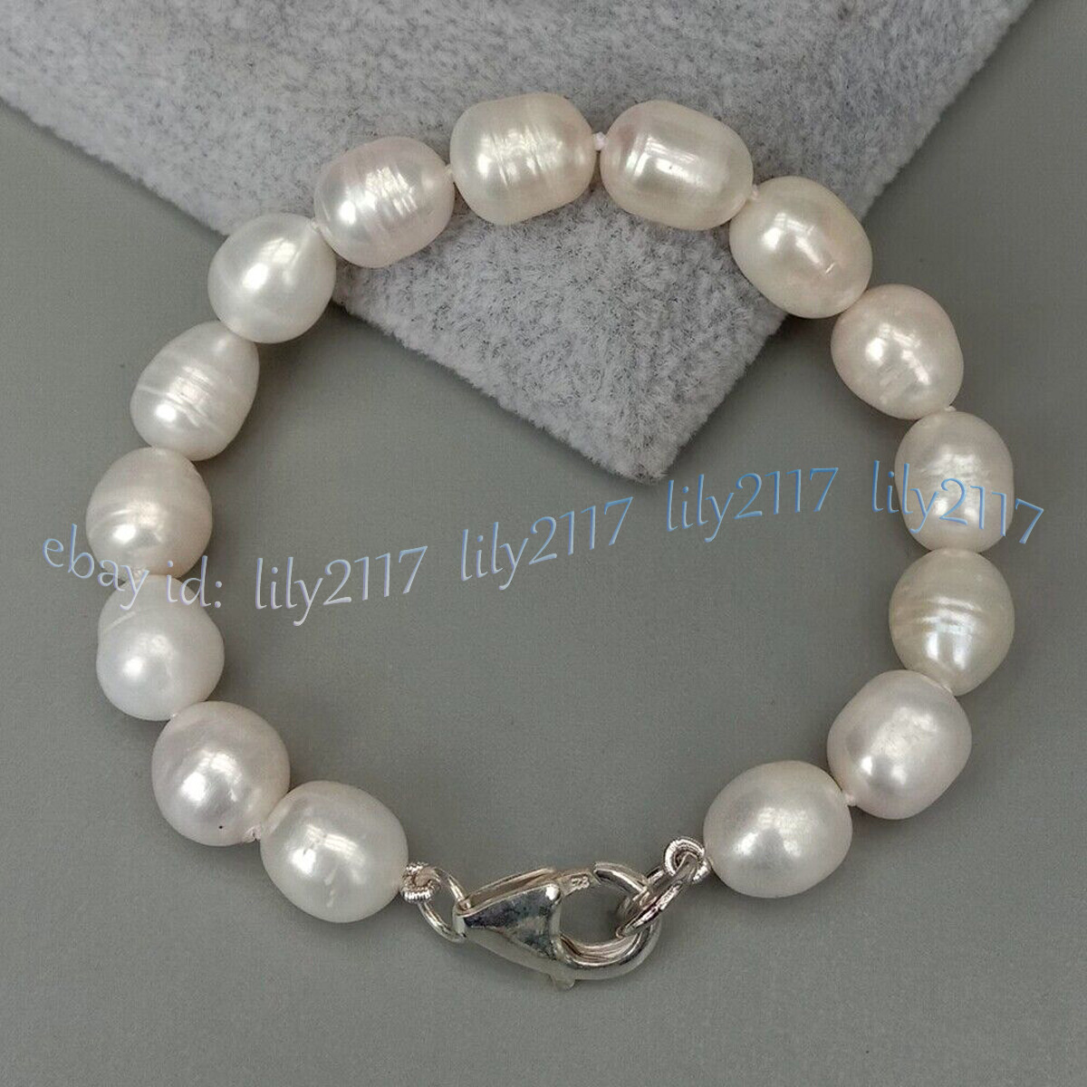 Natural White Black Gray Pink Purple Rice Cultured Pearl Bracelet Silver Clasp
