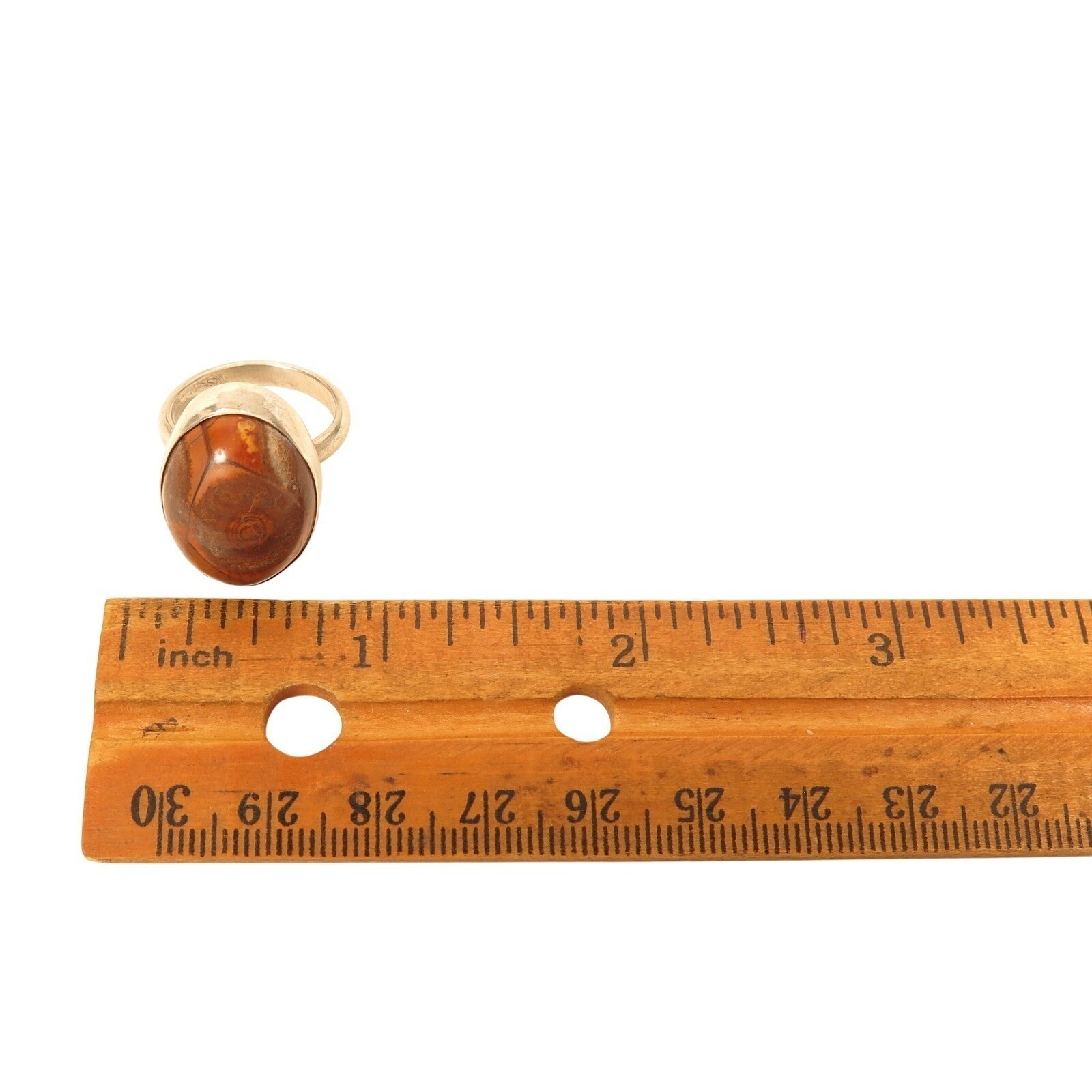 Vintage Orange Brown Jasper Modernist Oval Gemstone Sterling Silver Ring*Sz 6.5