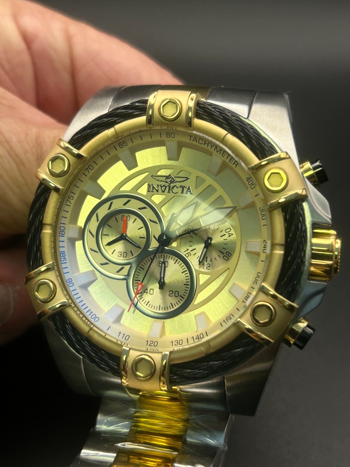 Invicta Bolt Ace 25518 Men’s Chronograph Watch — 52mm Two-Tone Gold & Silver