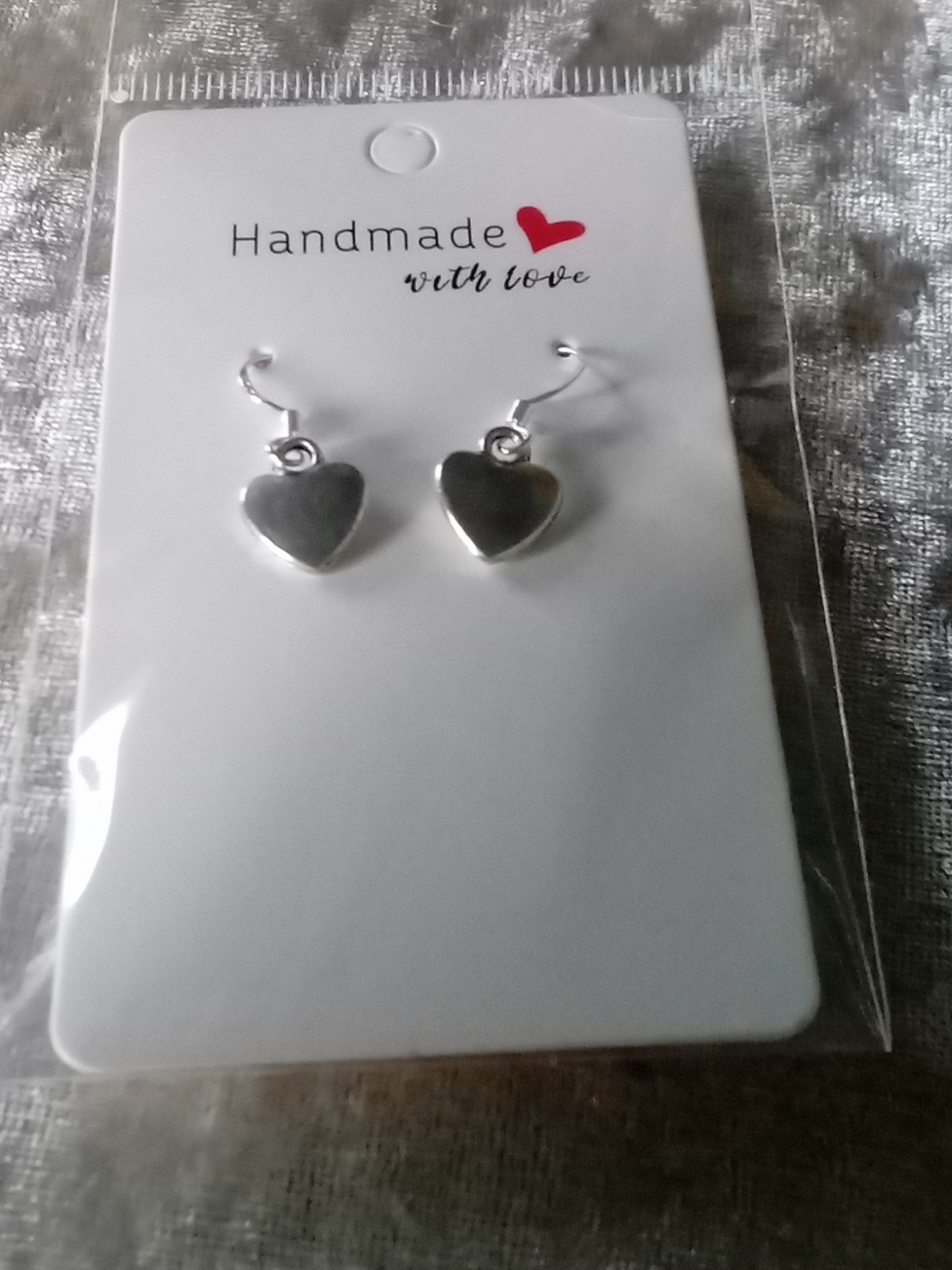Heart Shaped Charm Of Tibetan Silver With Sterling Silver Hooks