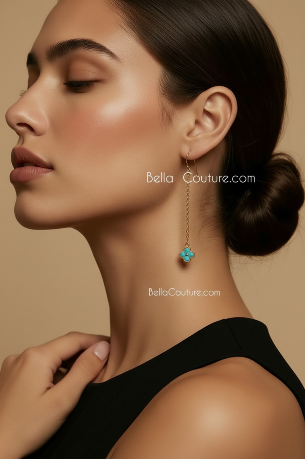 NEW BC® 14K YELLOW GOLD SLEEPING BEAUTY NATURAL TURQUOISE 3MM CHARM NECKLACE 24″