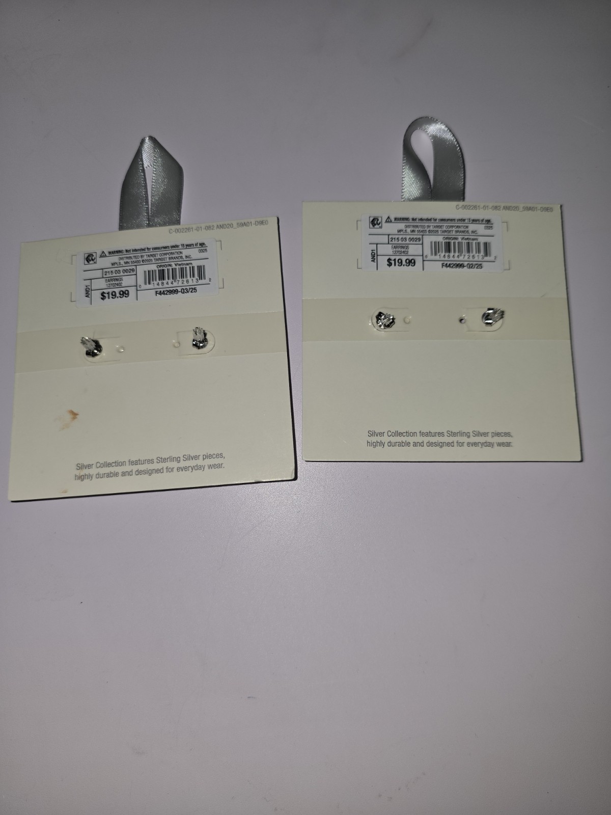 2 Packs A New Day Silver Collection Earrings Sterling Cubic Zirconia