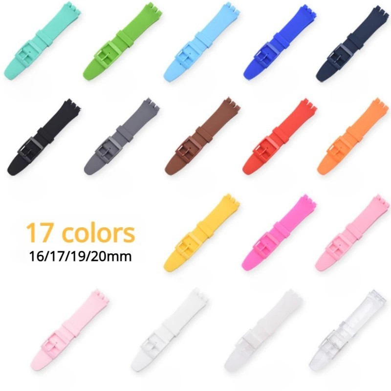 Wrist Watch Band Strap For Swatch 16mm 17mm 19mm 20mm Silicone Watchband
