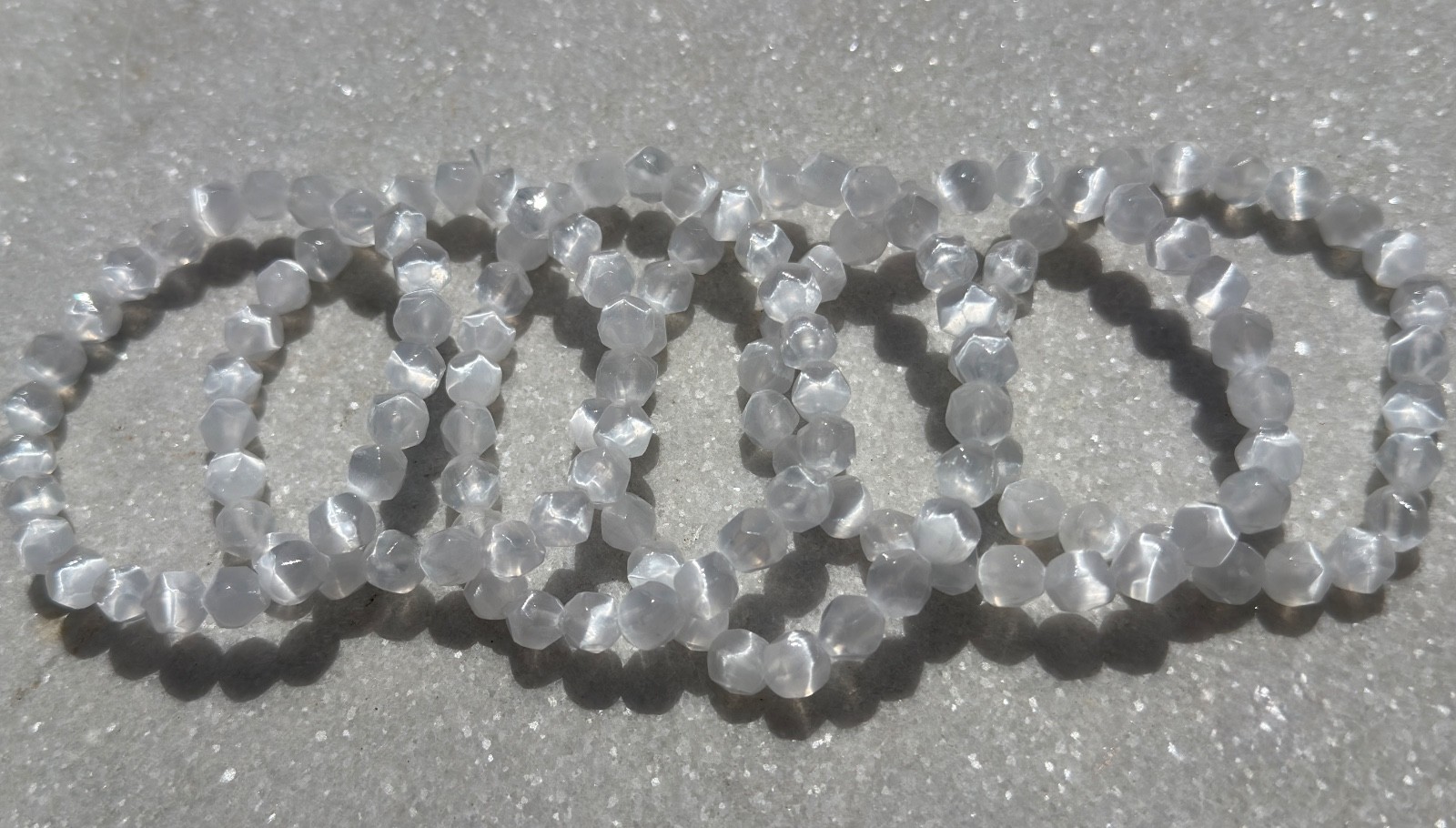 Wholesale 6 Pcs 8mm Faceted Selenite Natural Crystal Stretch Bracelet 7.5″