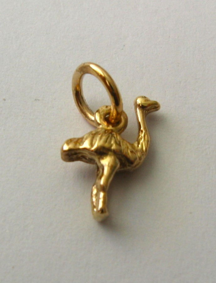 GENUINE SOLID 9ct 9K YELLOW GOLD 3D small Emu Ostriche Bird Animal Charm Pendant