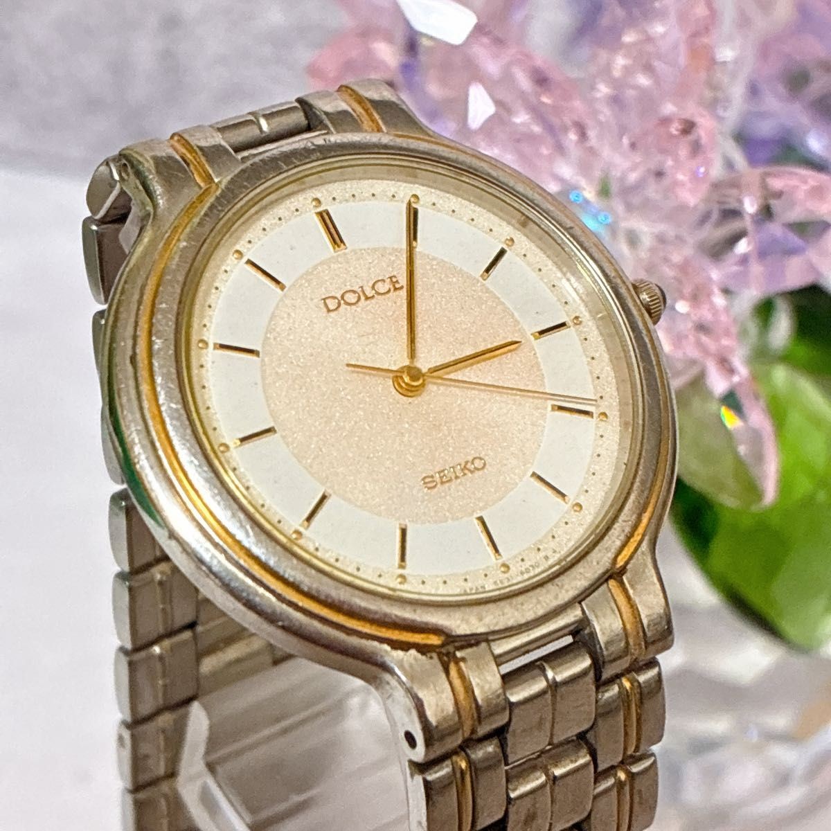 Excellent Condition SEIKO DOLCE Quartz Watch Working Glitter Dial
