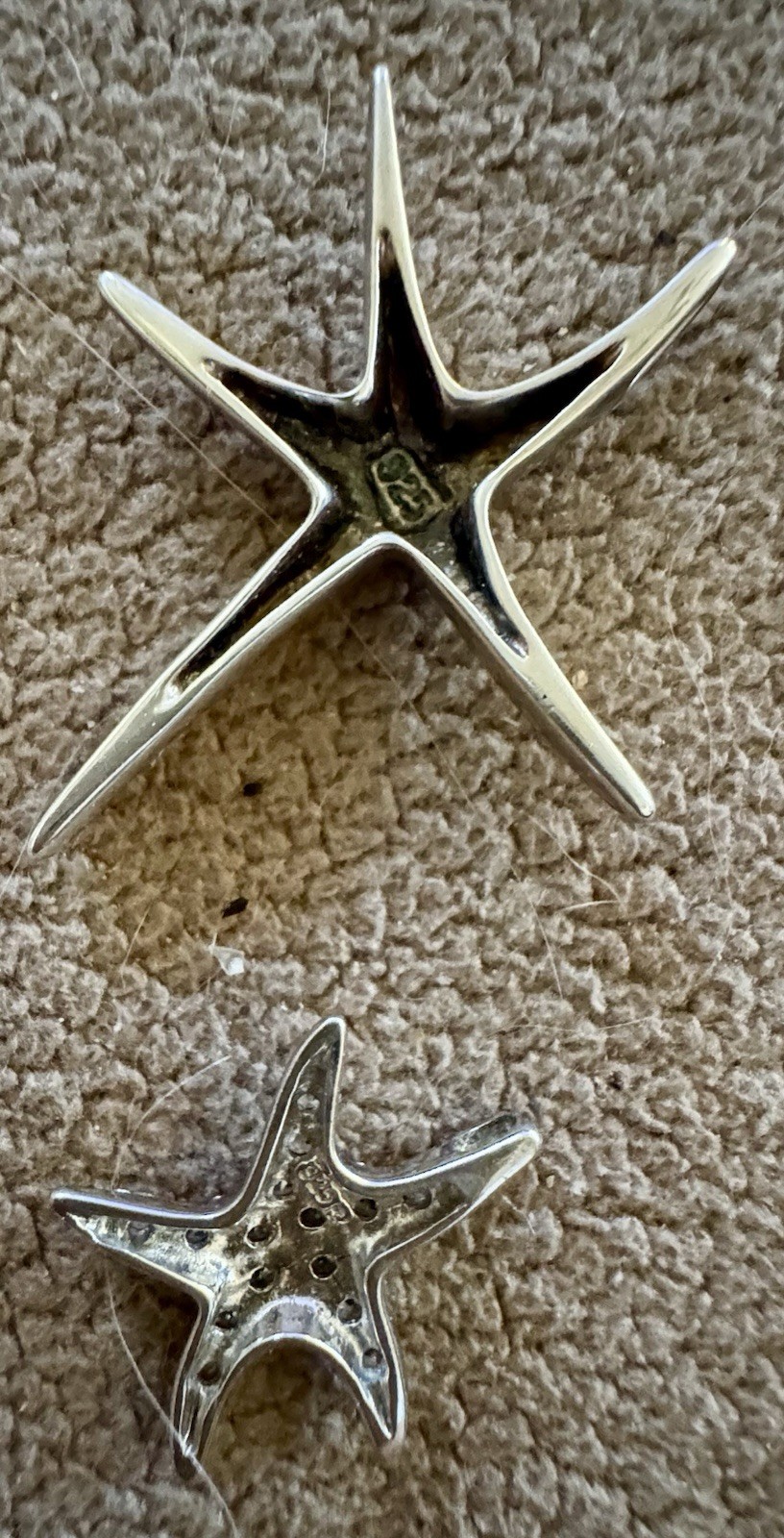Sterling Silver 925 Bundle Of 2 Starfish Mini Pendants