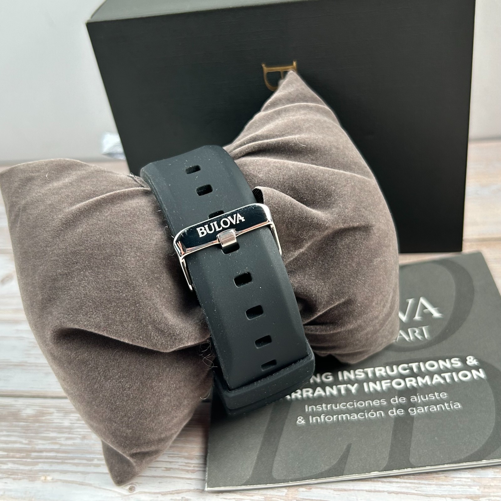 Bulova Marine Star A 98B258 Blue Dial Black Silicone Strap Men’s Quartz Watch