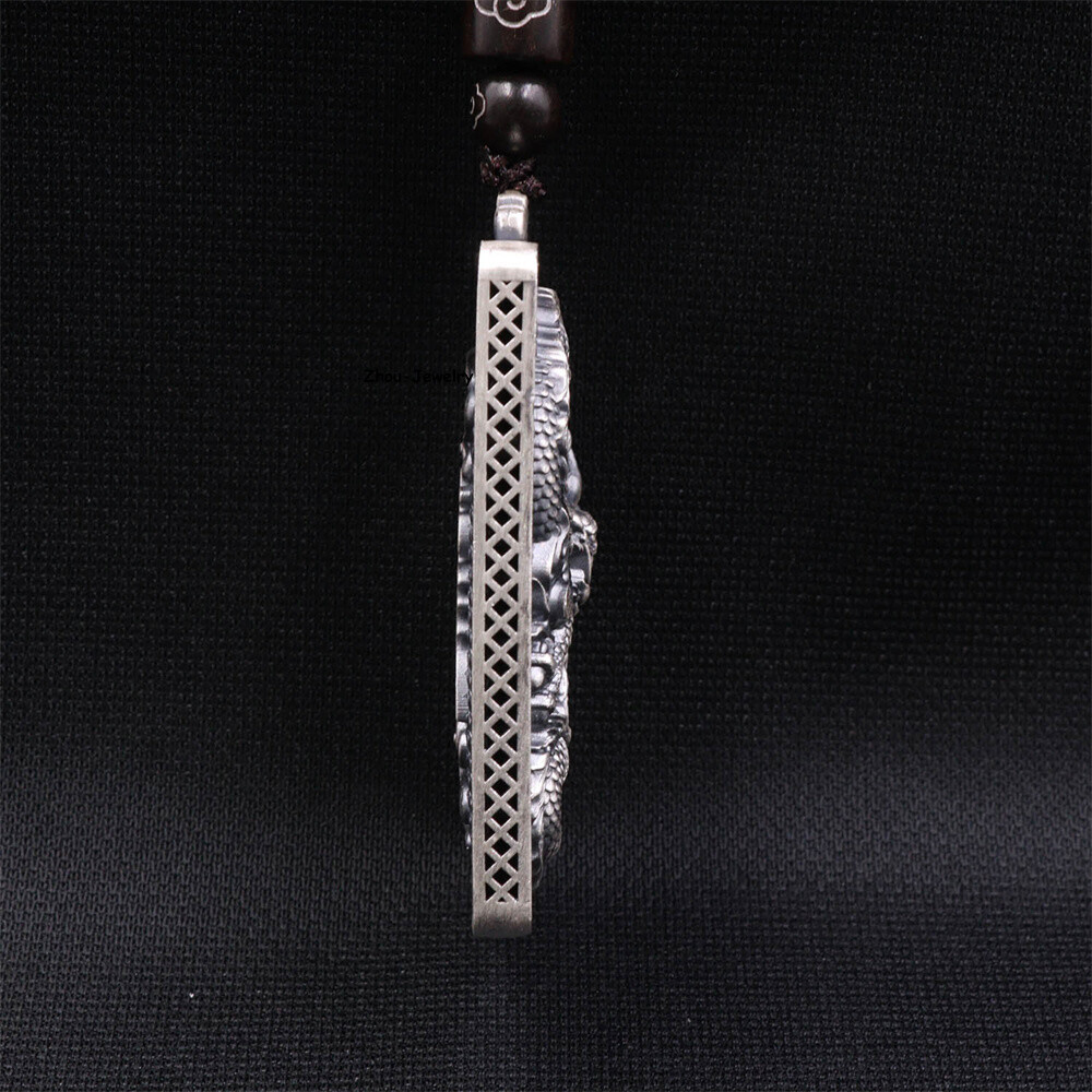 Pure S999 Sterling Silver Pendant Men Women Hollow Dragon Pendant 20-21g 50*31mm