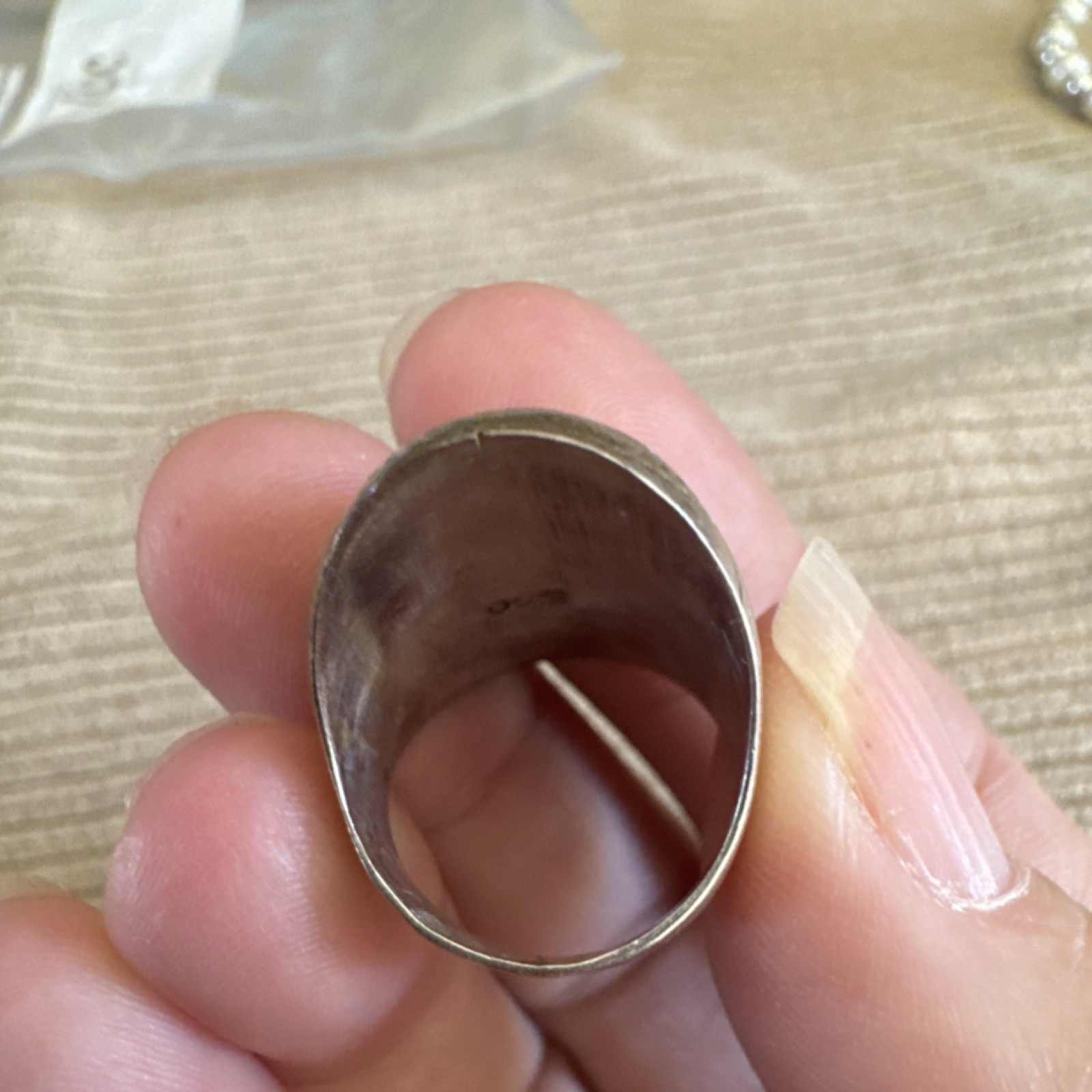 Sterling Silver 925 Engraved Oval Band Ring Ornate Design No Stone Silver Color