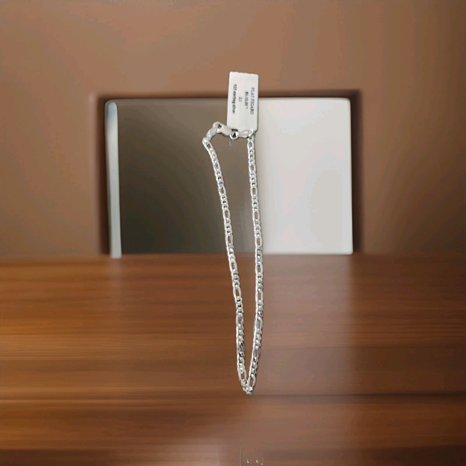 Flat Figaro 10″ Anklet 3.1mm Sterling Silver