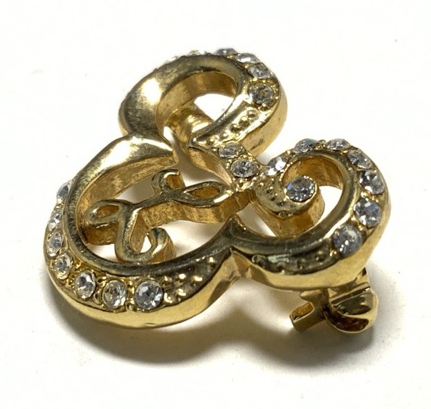 Disney Gold Tone Letter “L” Rhinestone Mickey Mouse Pin LY116