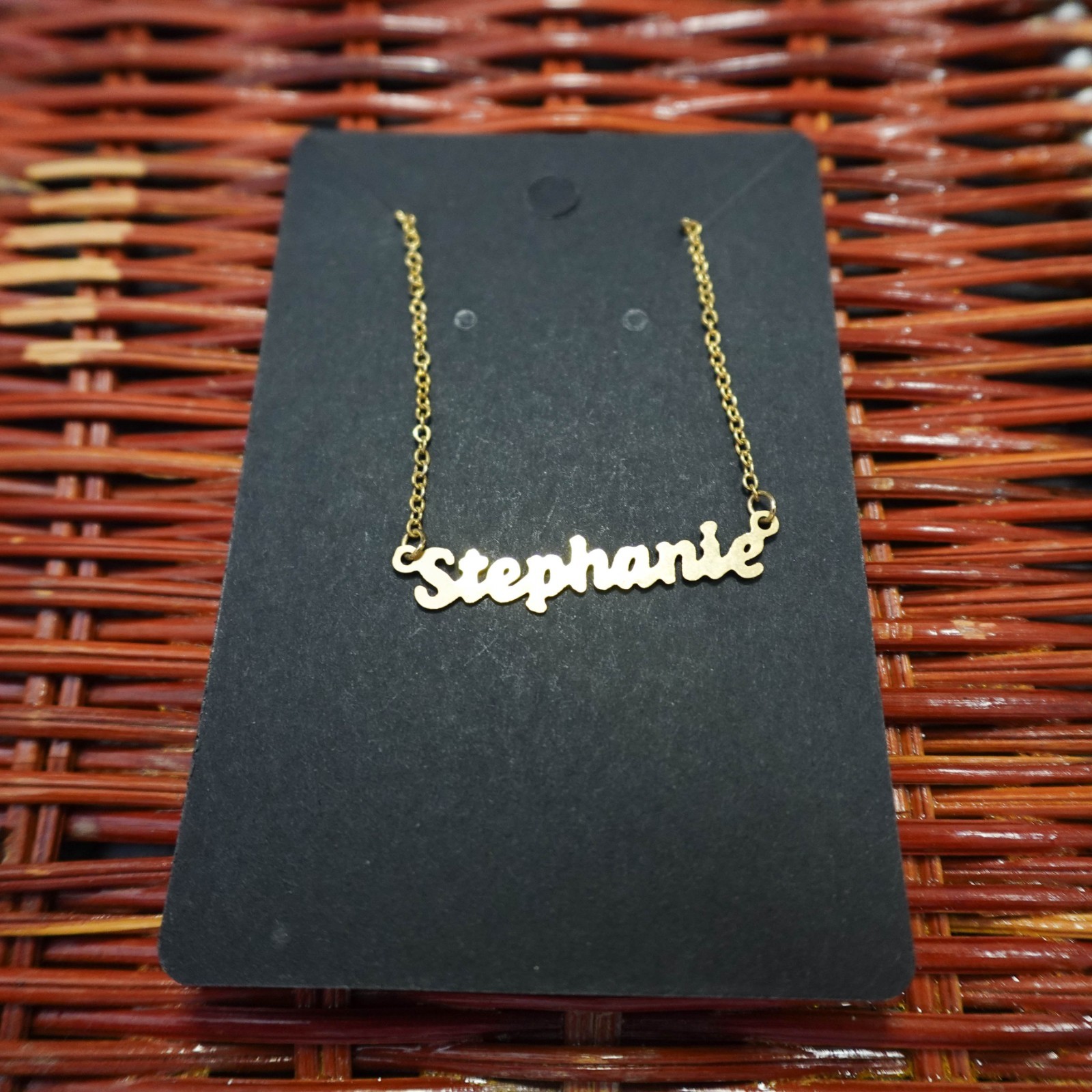 Stephanie 14″ Personalized Choker Necklace Gold Tone Dainty Delicate Name Gift