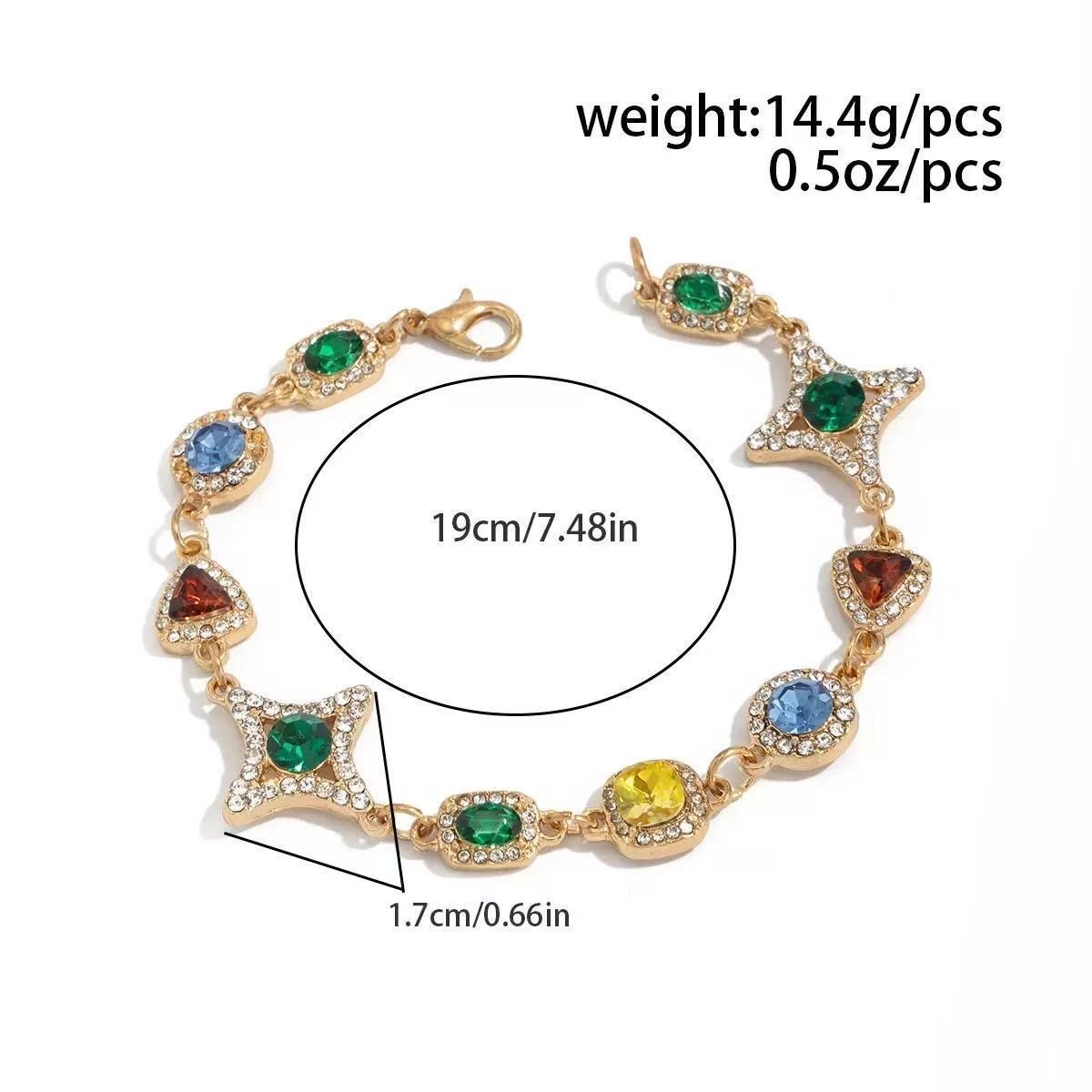 Gold-plated alloy necklace color imitation gemstone collar and bracelet set