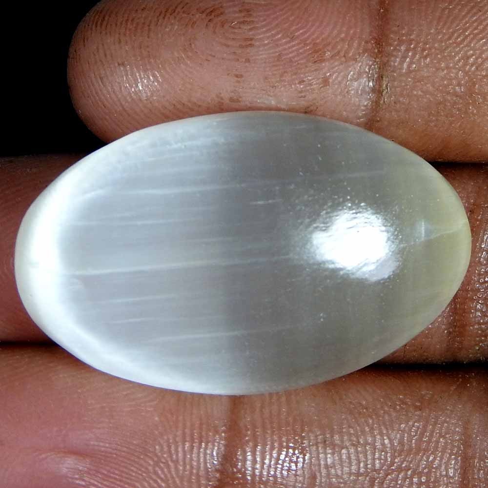 39.90Cts100%Natural White Selenite Oval Cabochon(34x20x7)Loose Gemstone