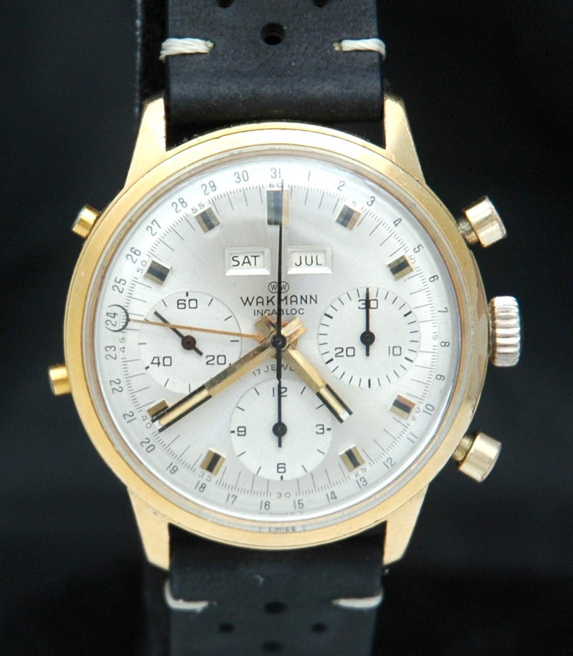 Wakmann Triple Calendar Chronograph Watch Valjoux 730 72c 73.1308.21 Gigandent