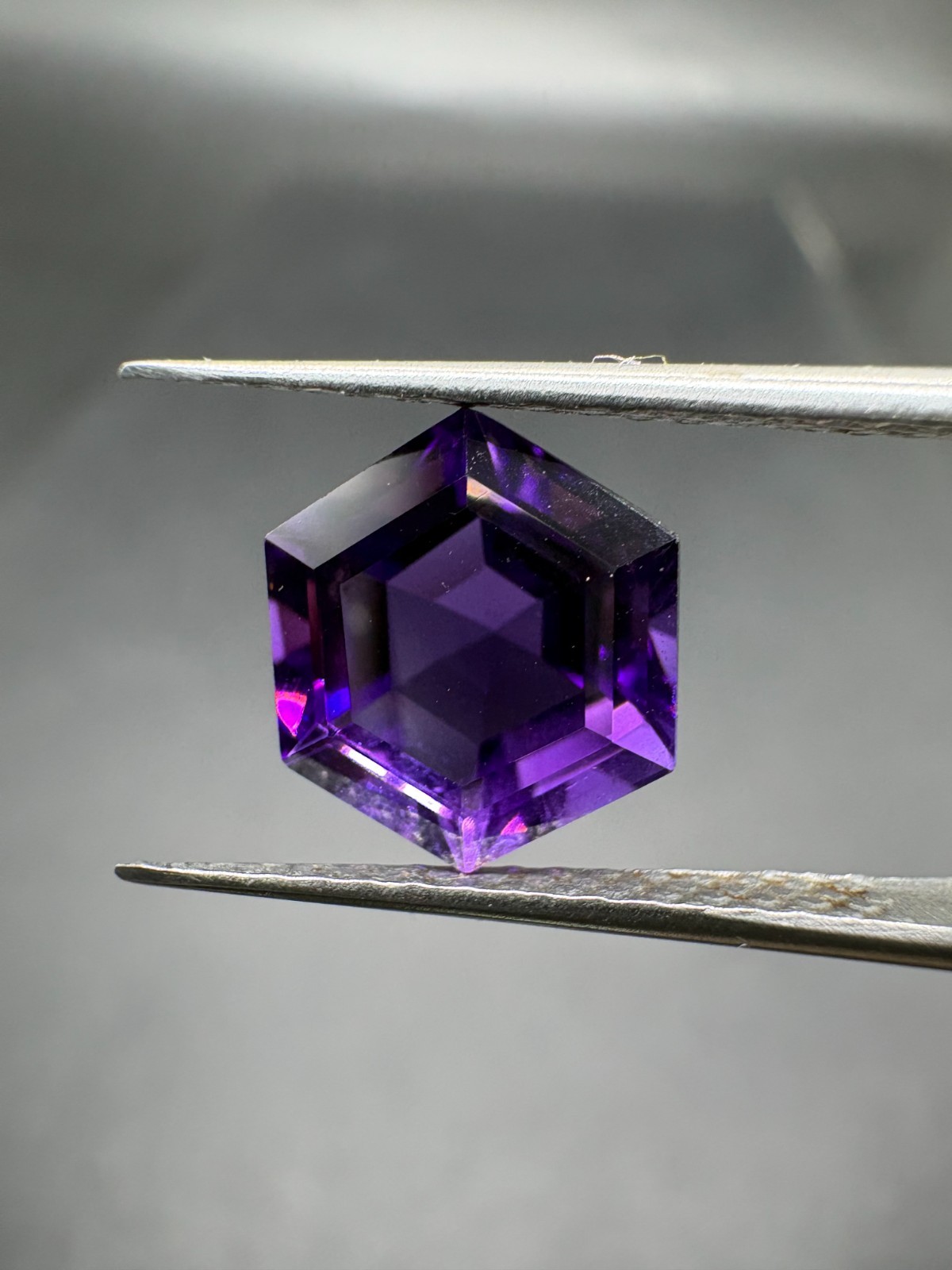Dark Purple Amethyst, Hexagon Cut Gemstone, 2.75 TCW, February Birthstone