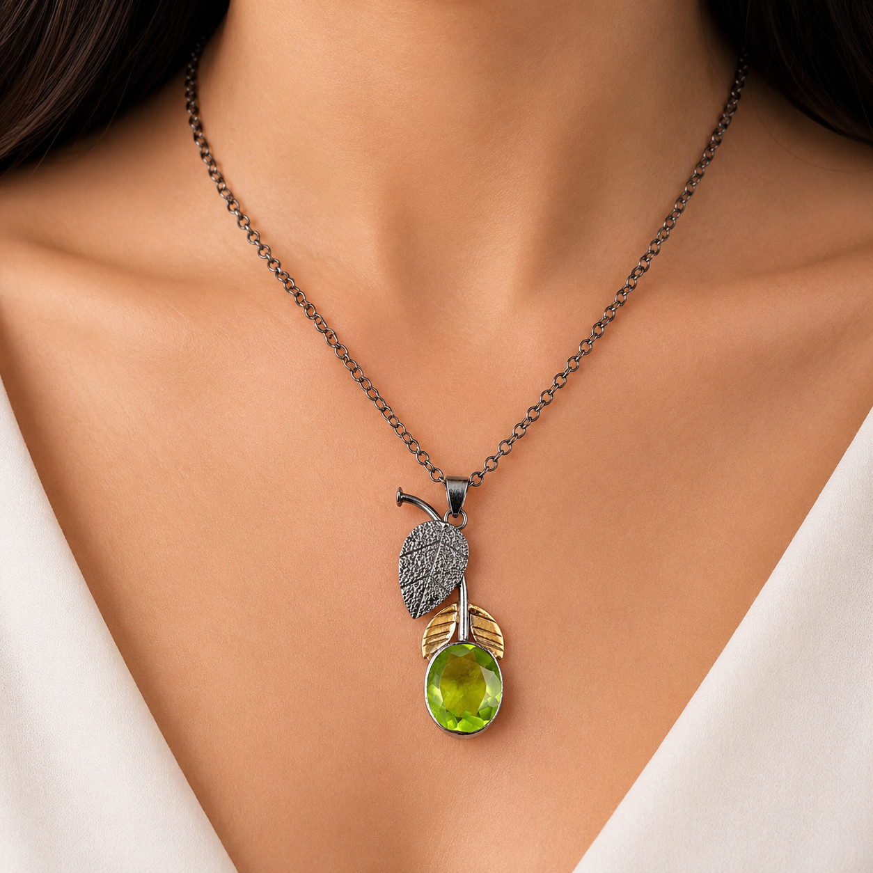 Peridot Gemstone Jewelry 925 Silver Handmade Daily Wear Pendant 1.69″ For Her