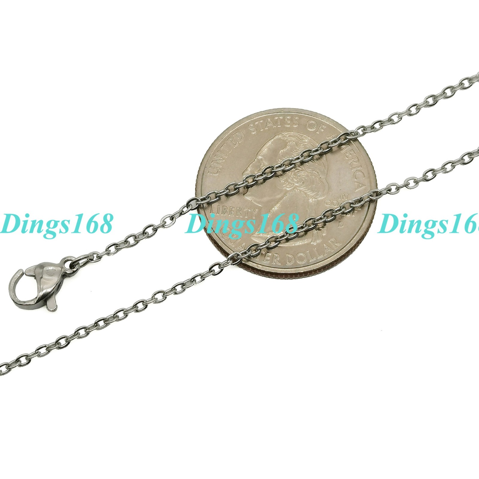 18K White Gold Filled Hypo-Allergenic 1.5 mm Cable Chain Necklace 16″~18″ A076W
