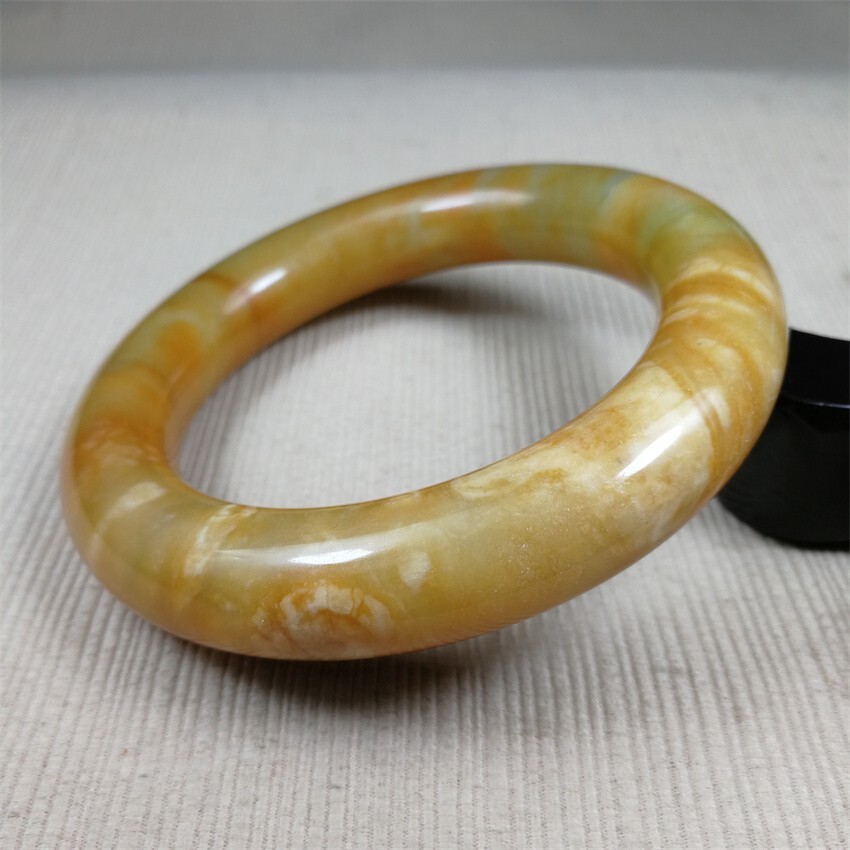 61MM China Ancient Red Green NATURAL HETIAN Jadeite Jade Bracelet Bangle