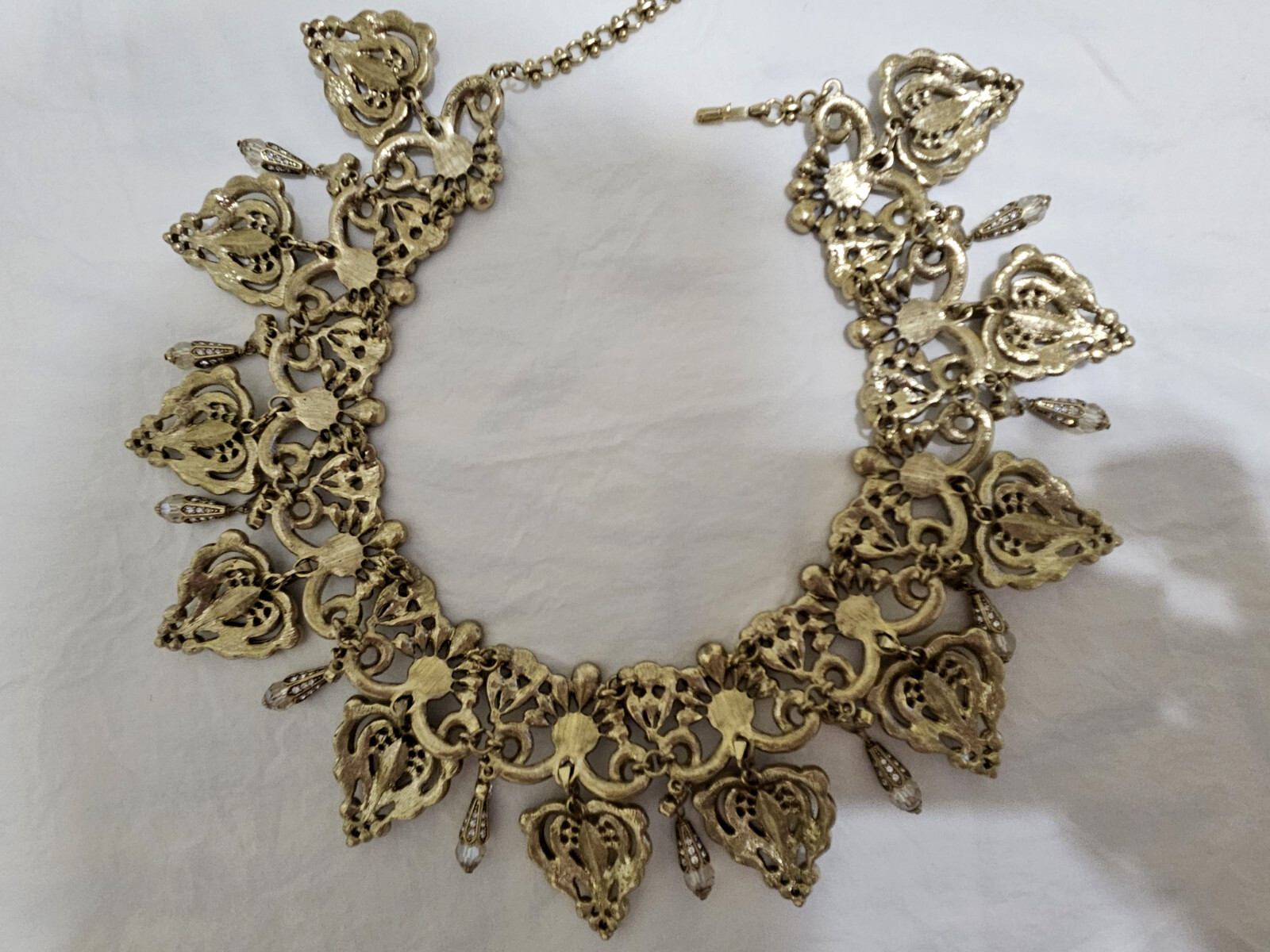 Heidi Daus Necklace Statement Heart Pendant 19 Inch Gold Brass Ox NWT