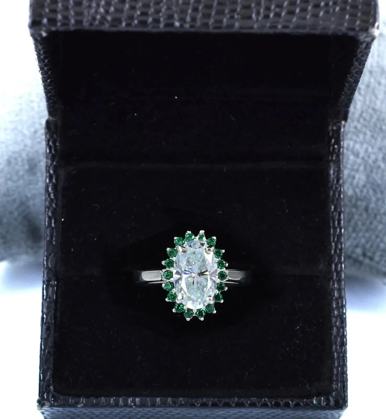 Rare 2.50Ct Oval Cut Moissanite Solitaire Ring 14k White Gold Plated