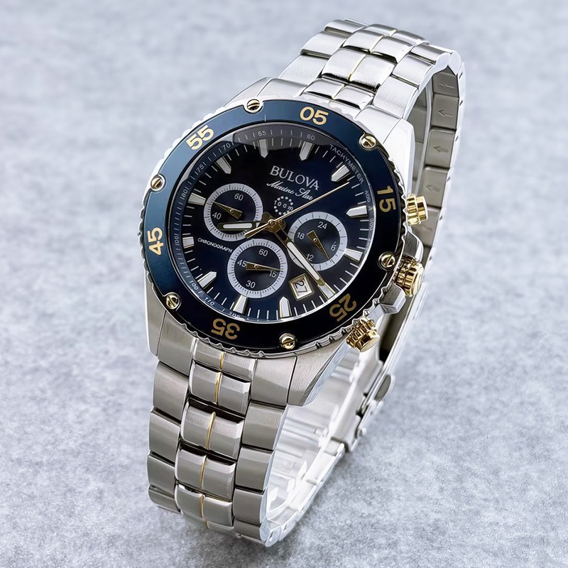 Bulova Marine Star 98B400 Men’s Quartz Watch Blue Dial Stainless Steel 41.5MM