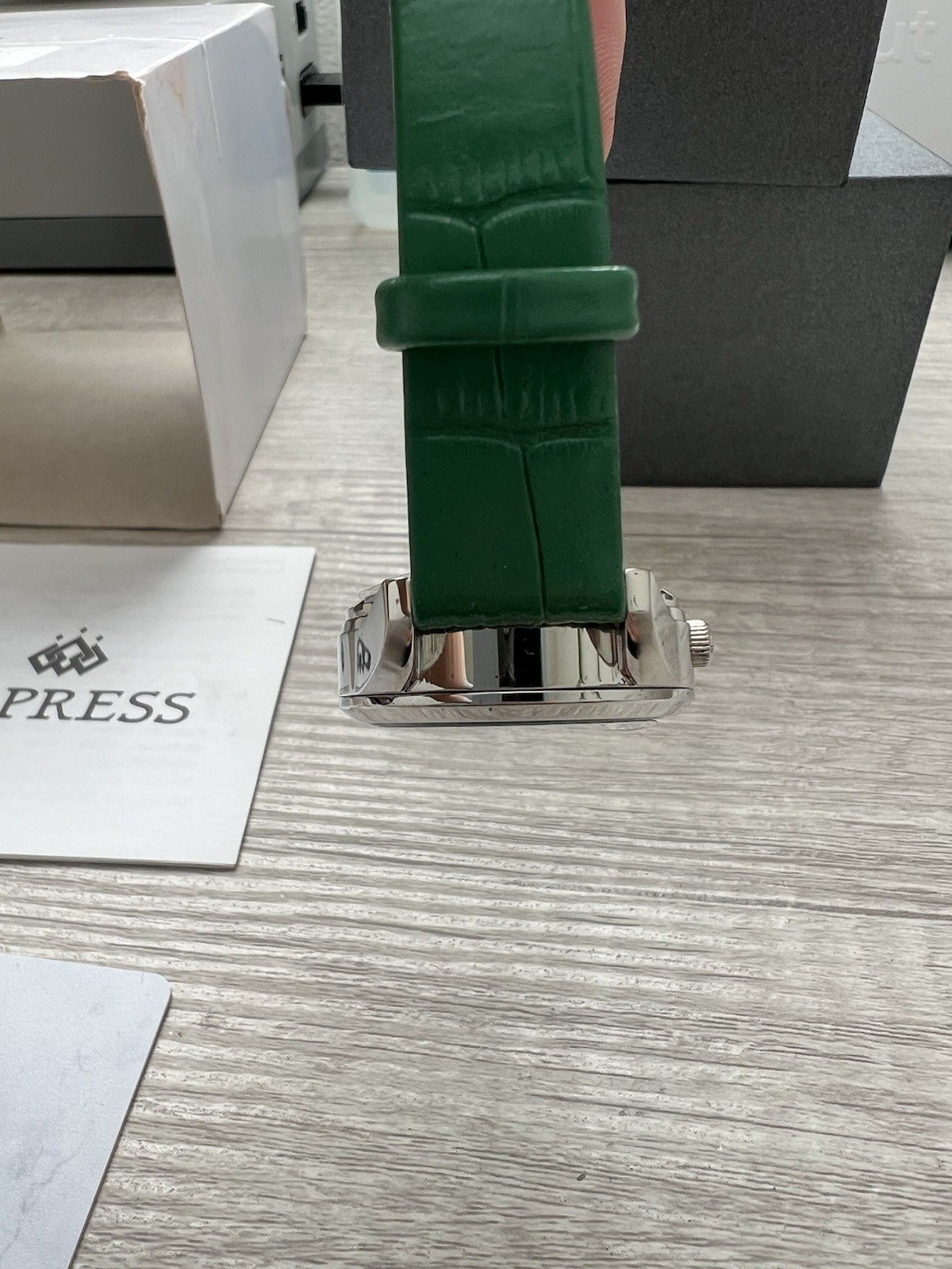 Empress Beatrice Ladies Automatic Green Dial Leather Watch EMPEM2002 – New