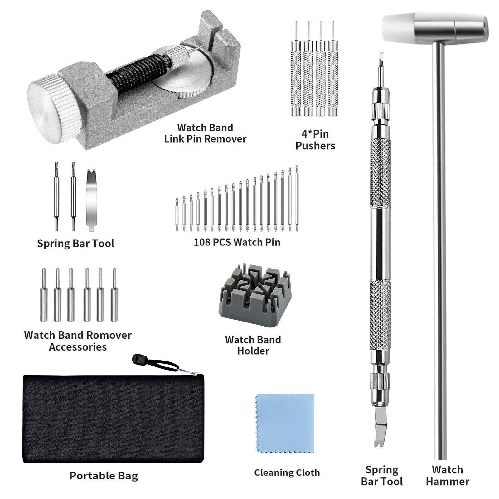 Adjustment Watch Band Strap Bracelet Link Pin Remover Repair Resizing Tool Kit