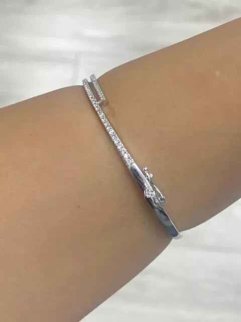 Deal! 3.75 CTW Natural Moissanite Round Bangle Bracelet 14K White Gold Plated
