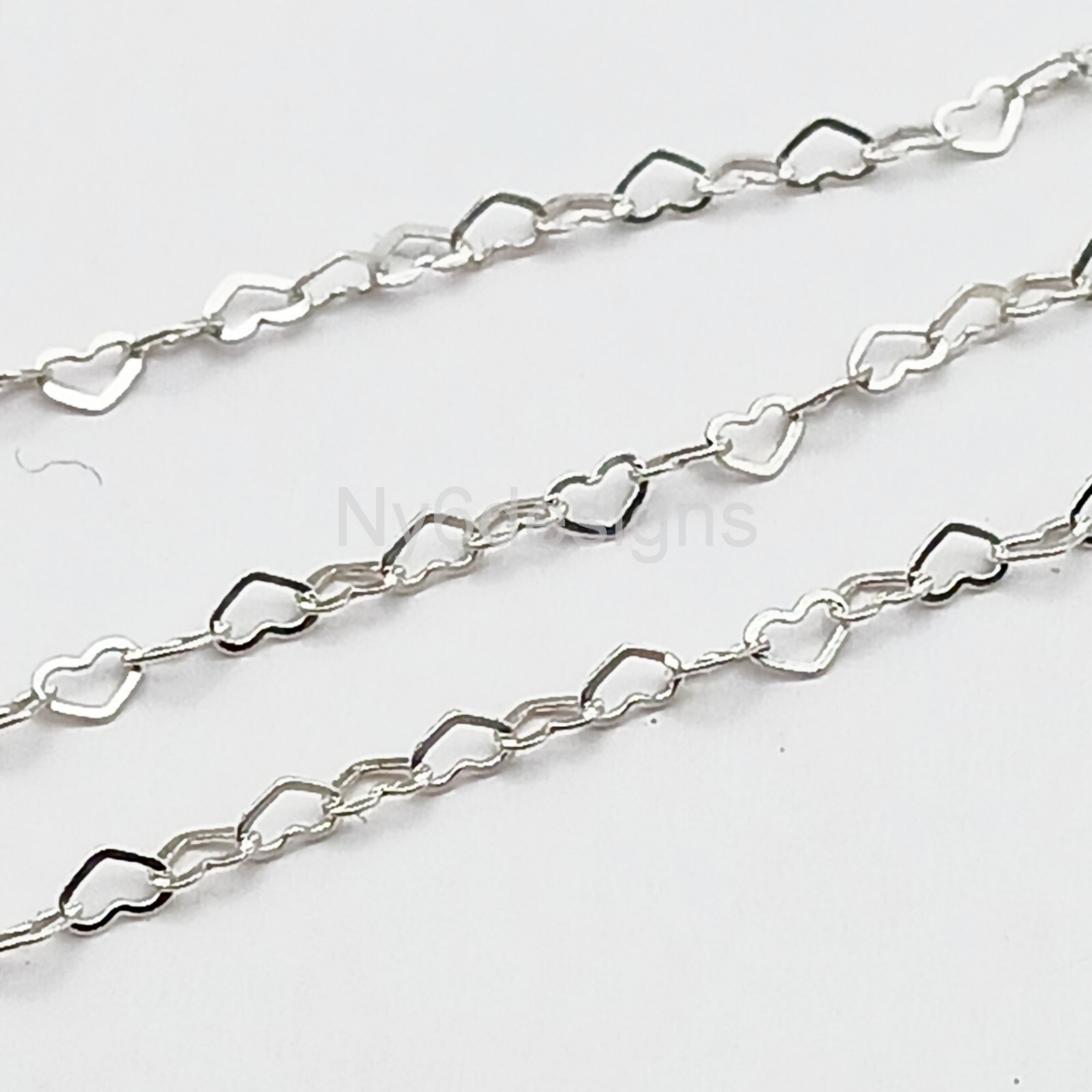 925 Sterling Silver Flat Heart Cable Chain 2.7×1.9mm Jewelry Supply sold by ft