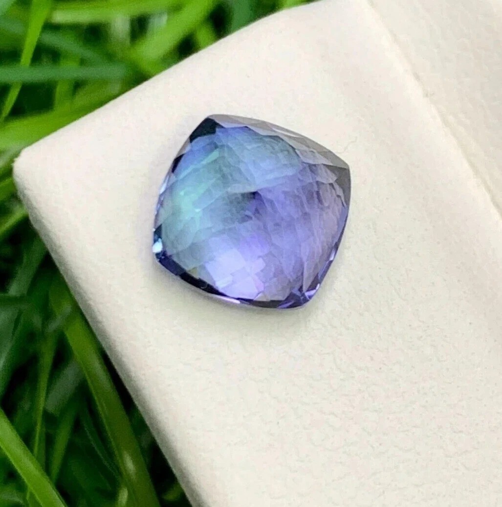 Extremely Rare Blue Tanzanite Cushion 8+ Ct Natural Certified Loose Gemstone