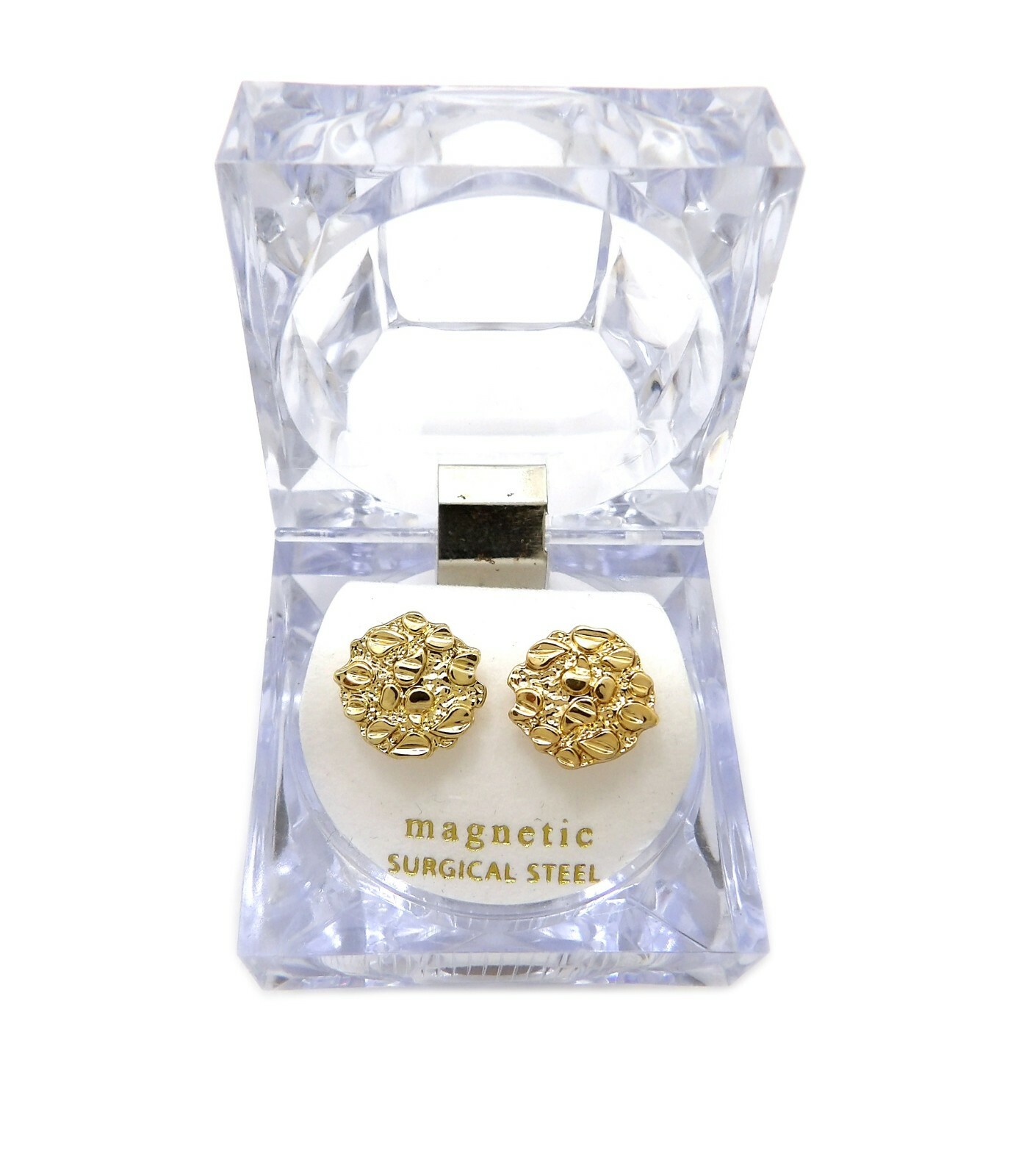 Hip Hop Cookie Nugget Textured Magnetic Stud Earring No Piercing Required XE1276