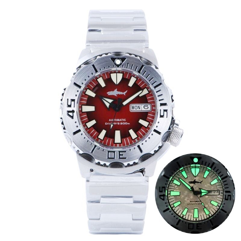 Heimdallr Sharkey Ocean Monster Diver NH36A Day Date Automatic 200M Watch C3 V2