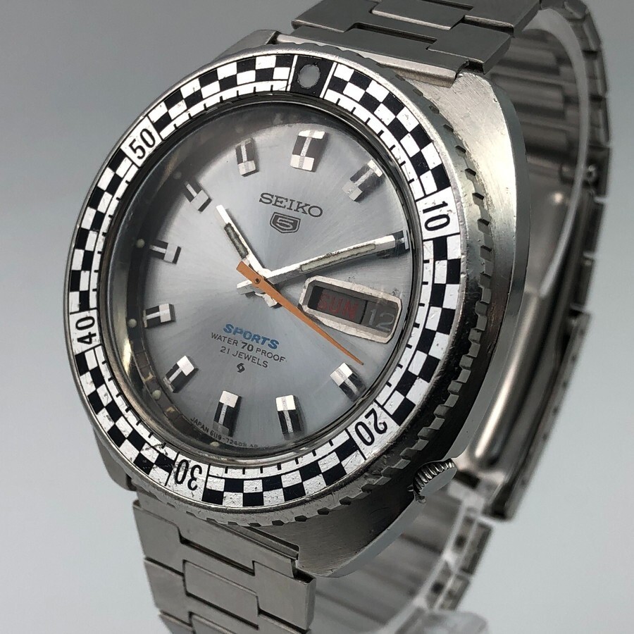 Vintage 1969 Seiko 5 Sports 6119-7170 Rally diver Checker flag Automatic #1992