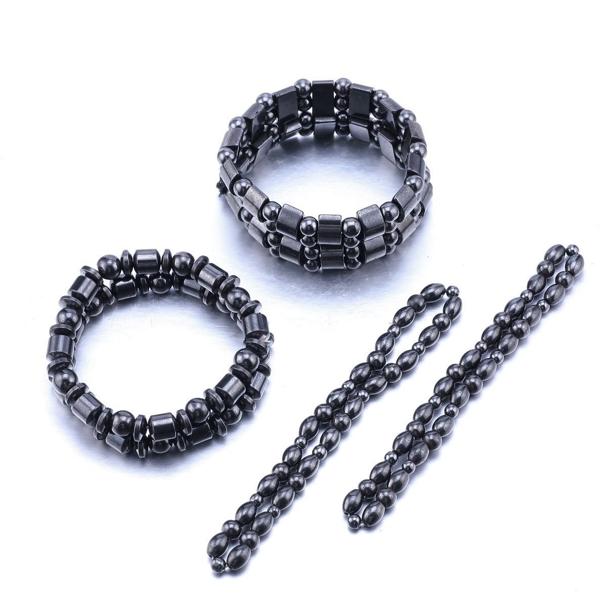 Hematite Magnetic Therapy Bracelets & Anklets Set – Health Benefits, 4 Pcs