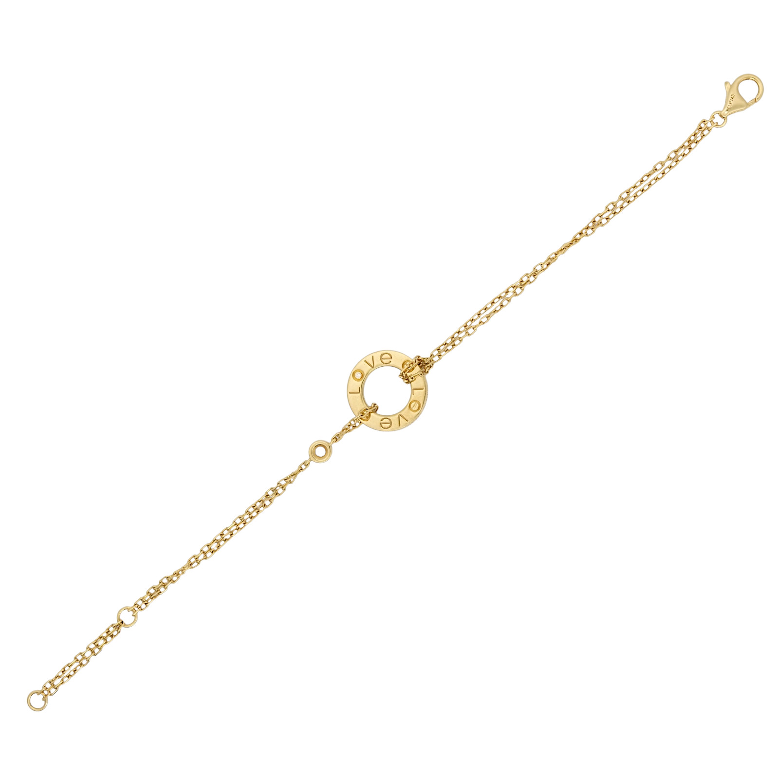 CARTIER Love 2 Diamonds Pendant and Love Bracelet On Chain Set 18K Yellow Gold