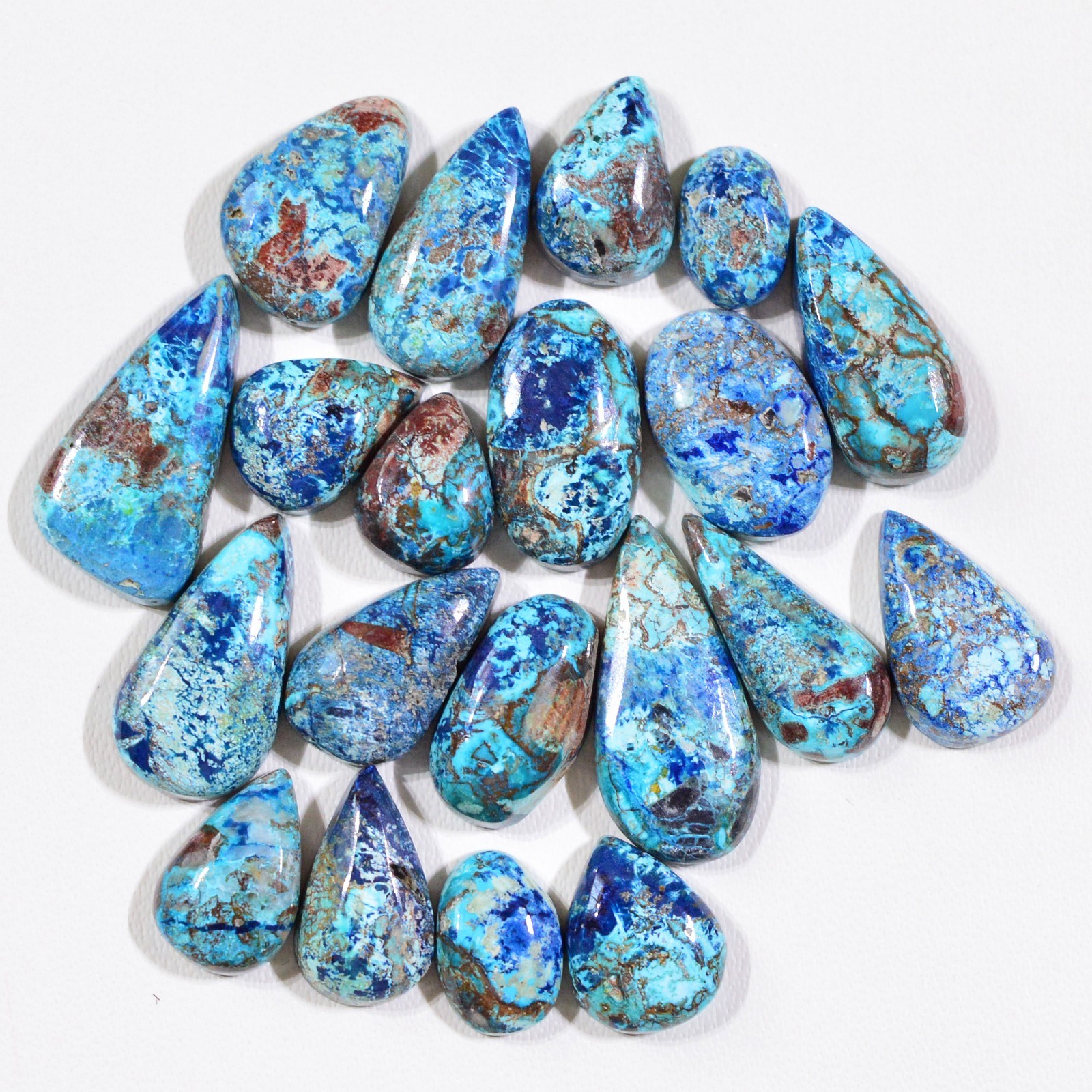 20 Pcs 55Cts Natural Azurite Shattuckite Gemstone Lot 18×8 9x7mm #19378
